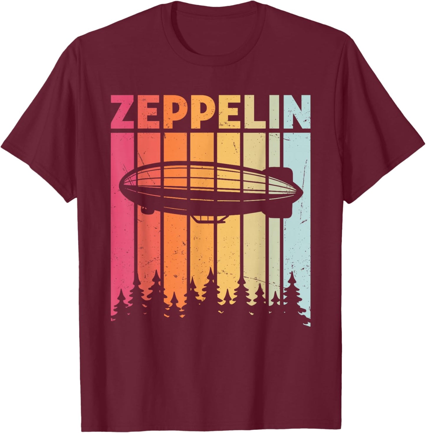 Retro Vintage Zeppelin Blimp Dirigible Airship Women T-Shirt - T-Shirt | Maroon