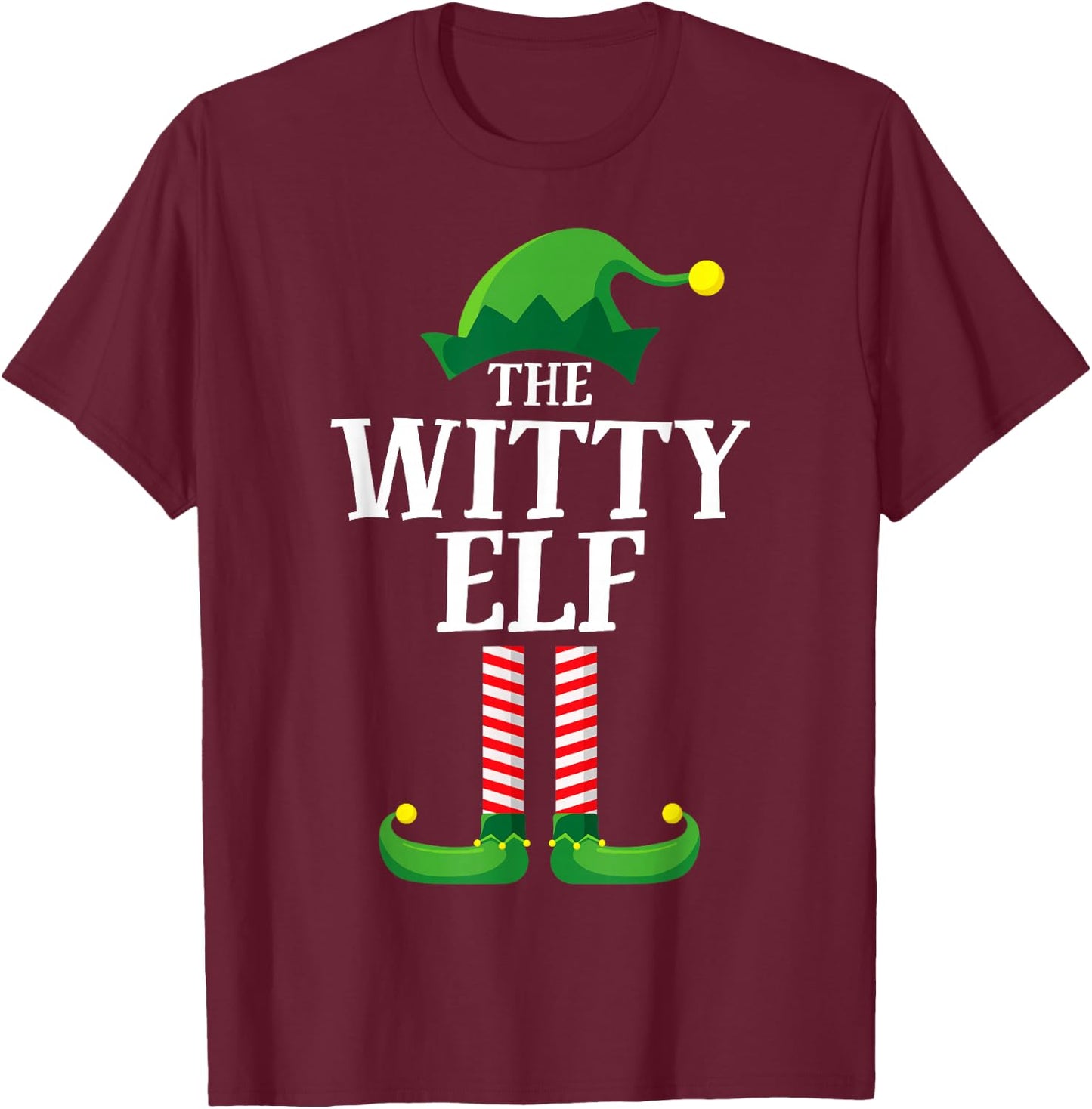 Witty Elf Matching Family Group Christmas Party Pyjamas T-Shirt - T-Shirt | Maroon