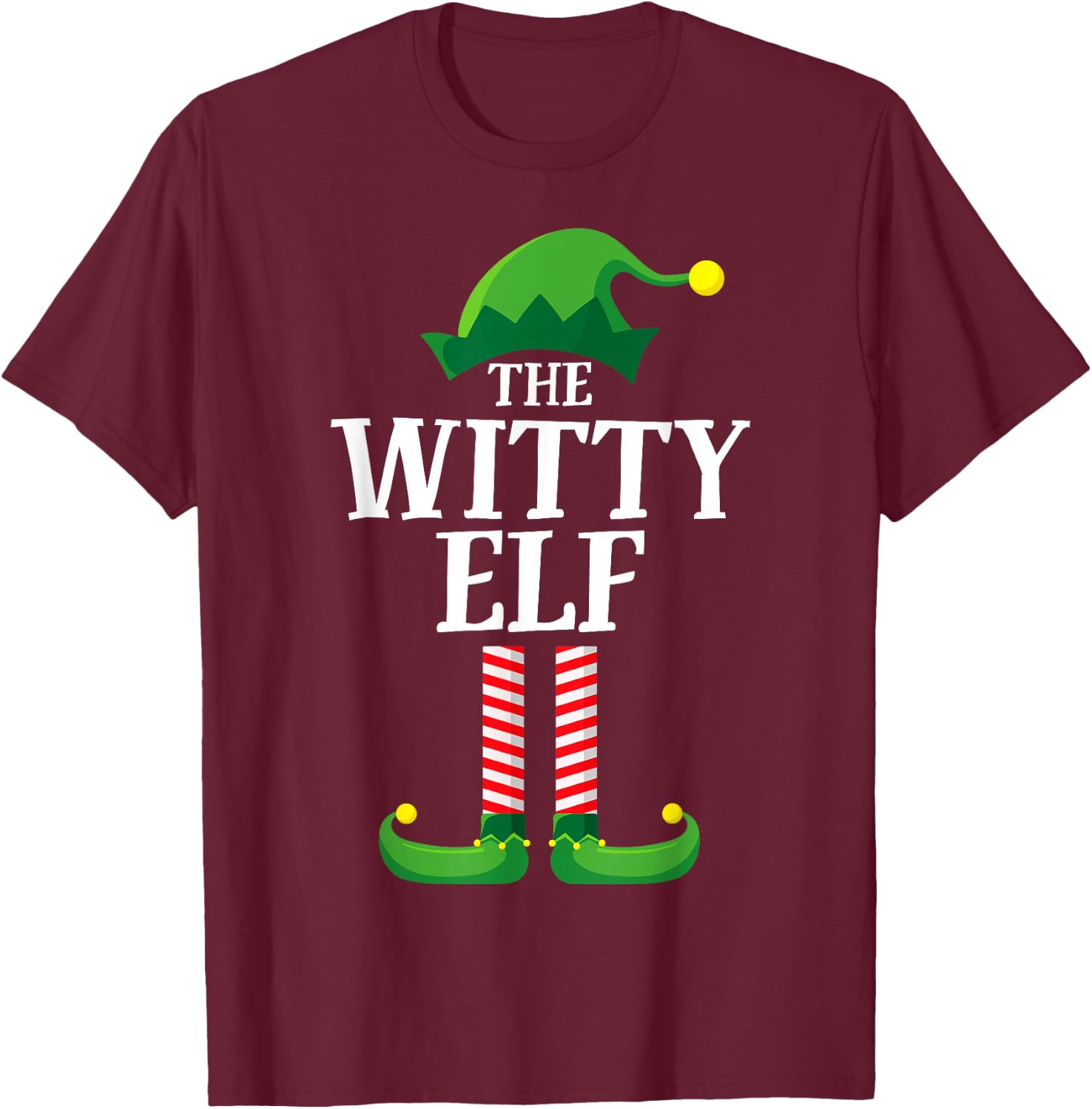Witty Elf Matching Family Group Christmas Party Pyjamas T-Shirt - T-Shirt | Maroon