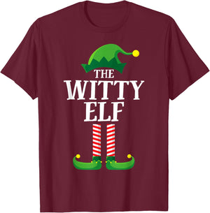 Witty Elf Matching Family Group Christmas Party Pyjamas T-Shirt - T-Shirt | Maroon