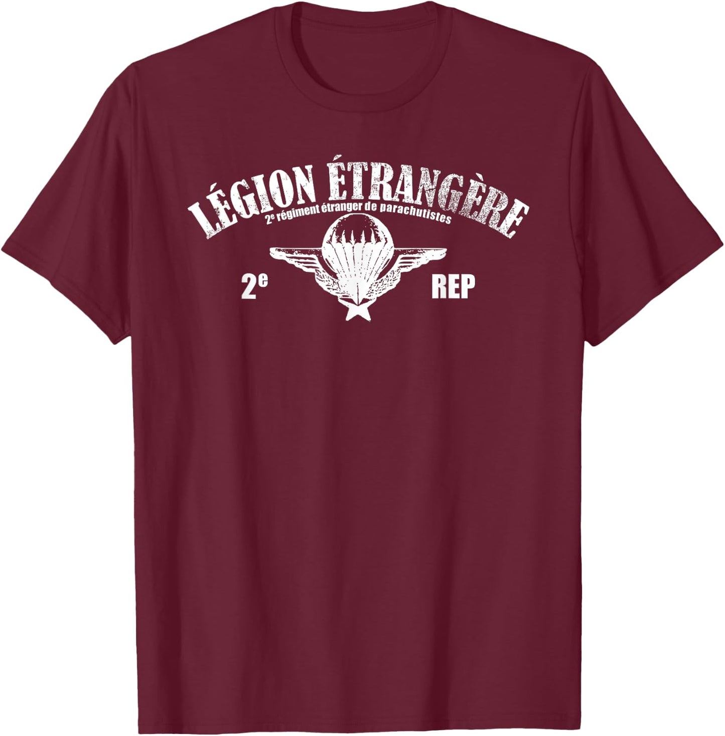 Foreign Legion Paratrooper - 2 Rep (distressed) T-Shirt - T-Shirt | Maroon