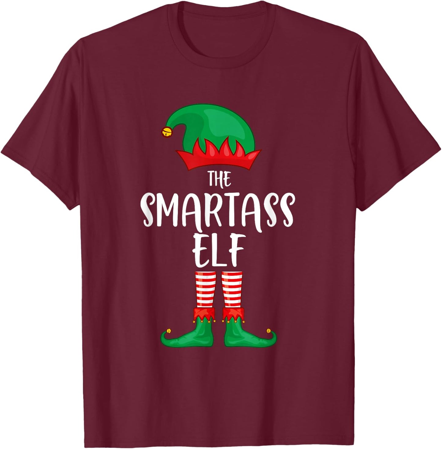 Smartass Elf Christmas Party Matching Family Group Pajama T-Shirt - T-Shirt | Maroon