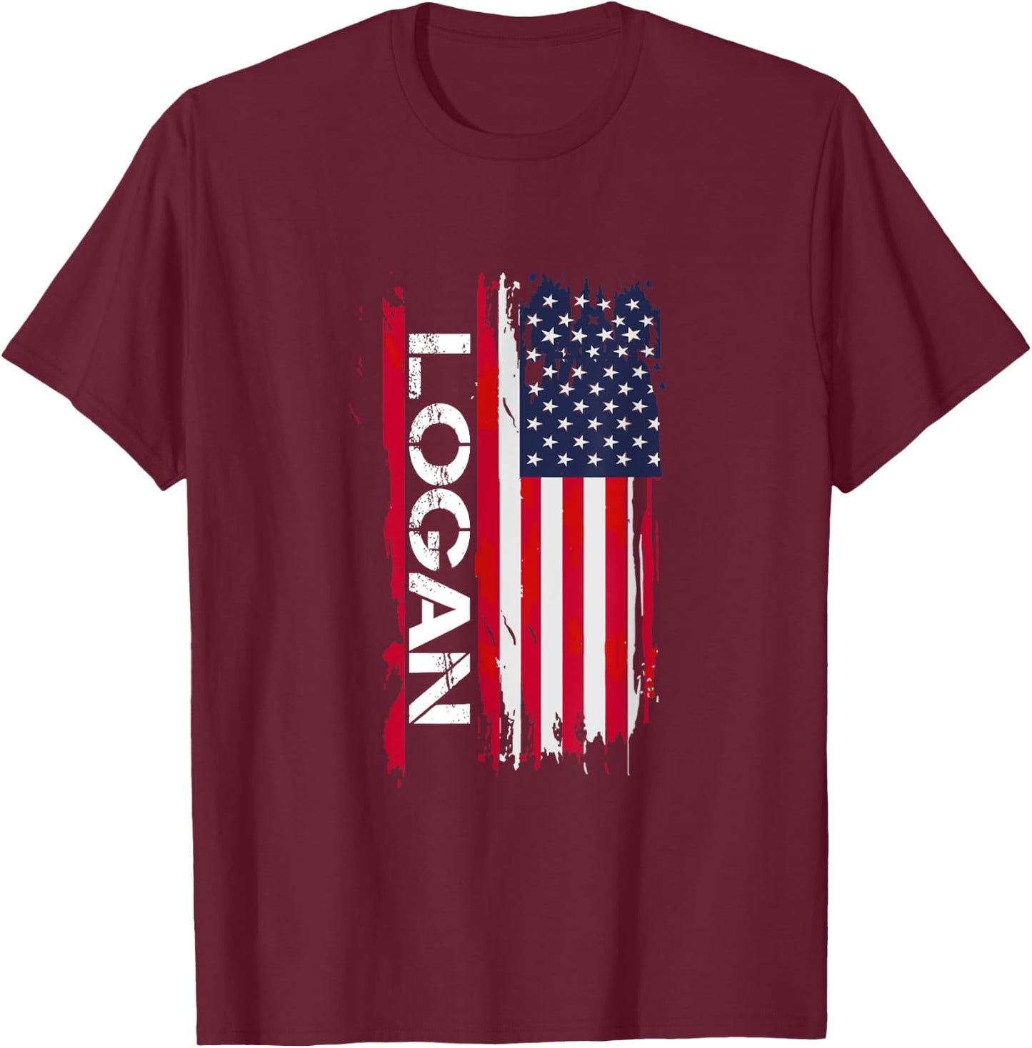 Logan City USA Shirt - -Adults - Black - Small - - Short Sleeve - Cotton 100% T-Shirt - T-Shirt | Maroon