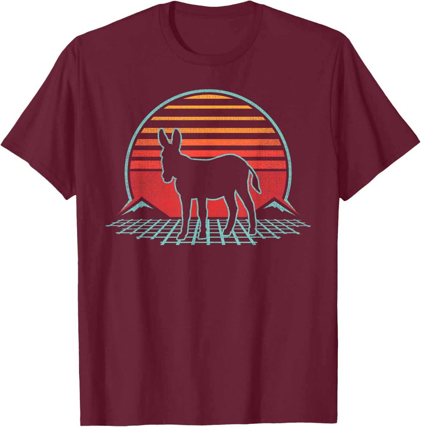 Donkey Lover Animal Retro Vintage 80s Style T-Shirt - T-Shirt | Maroon