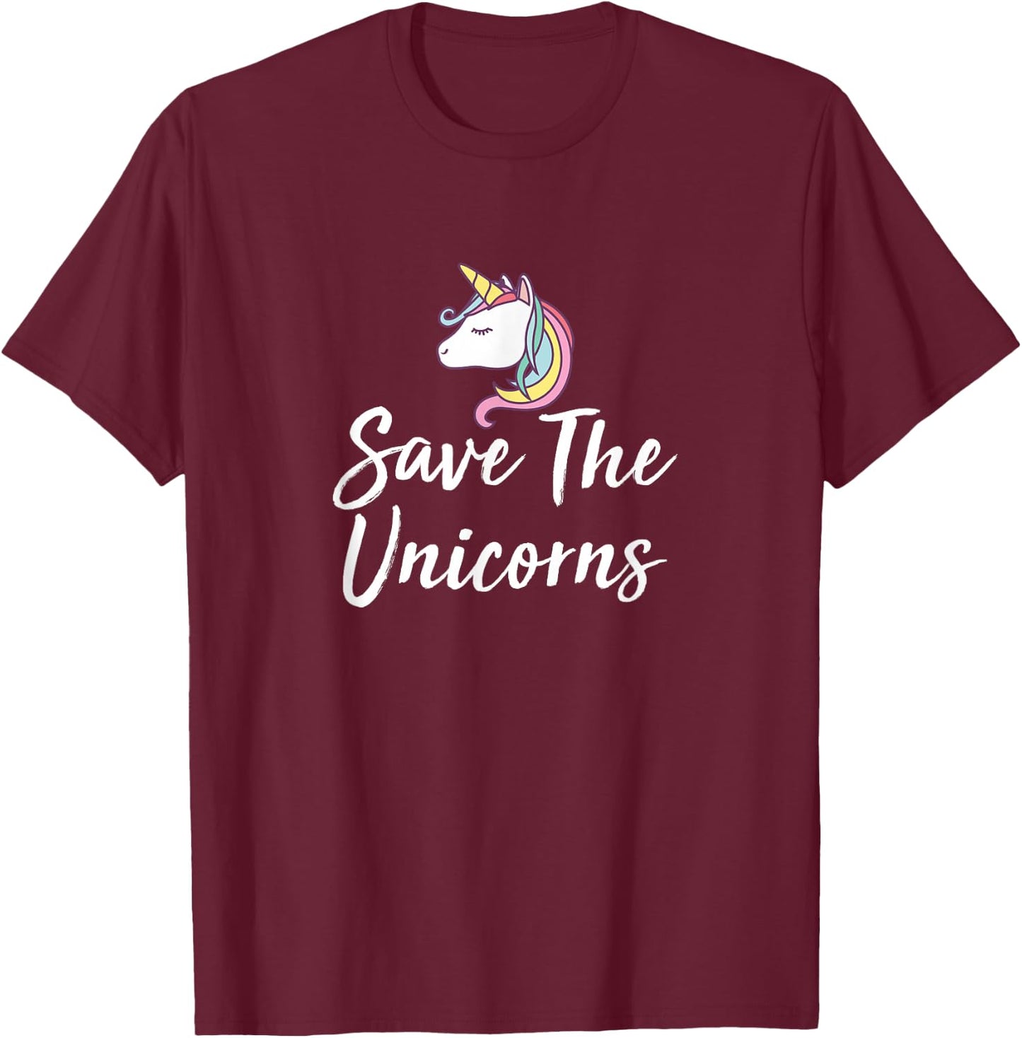 Save The Unicorns T-Shirt - T-Shirt | Maroon