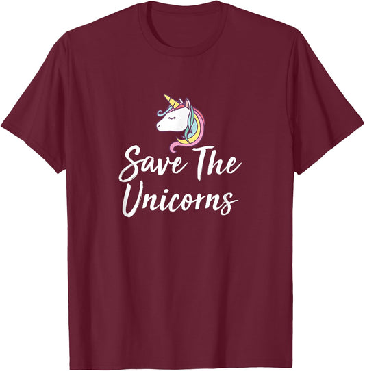 Save The Unicorns T-Shirt - T-Shirt | Maroon