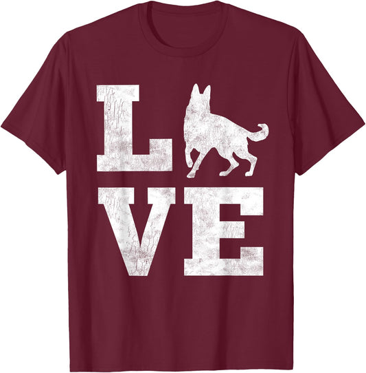 I Love My German Shepherd Shirt Funny Pet Dog Lover Gifts T-Shirt - T-Shirt | Maroon