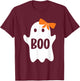 Cute Ghost with Bow, Boo Halloween Monster Kids Adults T-Shirt - T-Shirt | Maroon