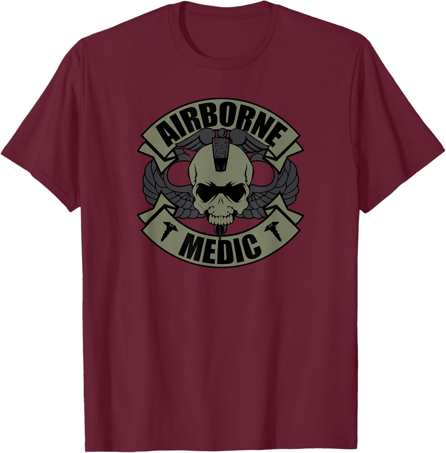 US Paratrooper & Army Airborne Gifts Airborne Medic T-Shirt - T-Shirt | Maroon