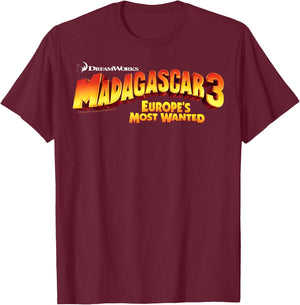 Madagascar 3 Europe's Most Wanted Classic Movie Poster T-Shirt - T-Shirt | Maroon