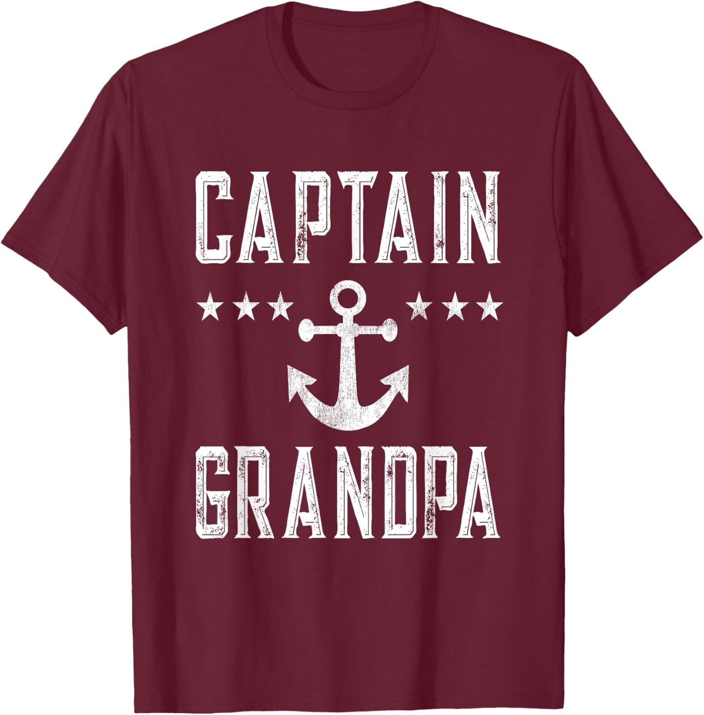 Personalized Captain Grandpa Boating Boat Owner Art T-Shirt - T-Shirt | Maroon