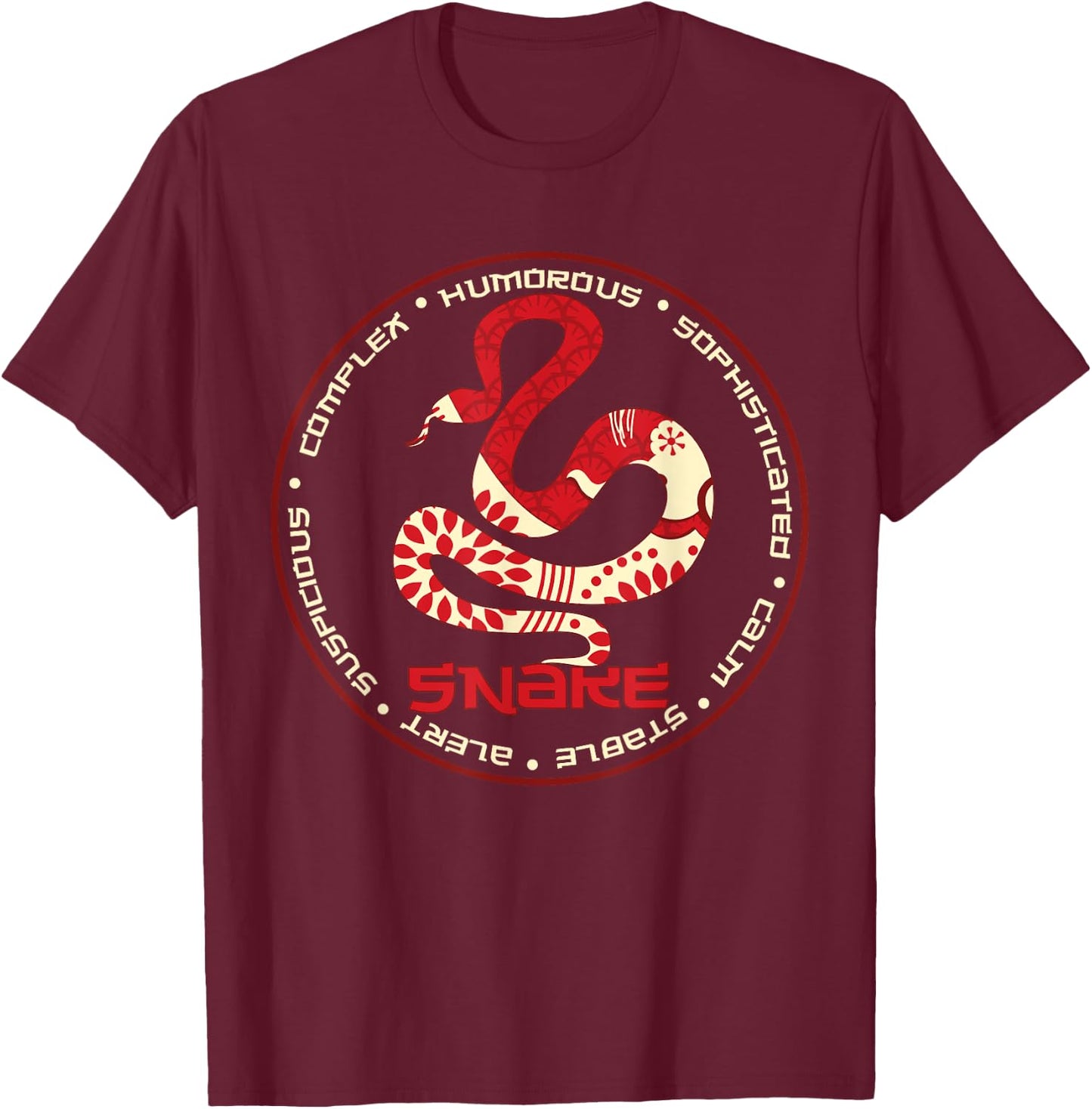 Chinese Zodiac Year of the Snake Astrology Horoscope T-Shirt - T-Shirt | Maroon
