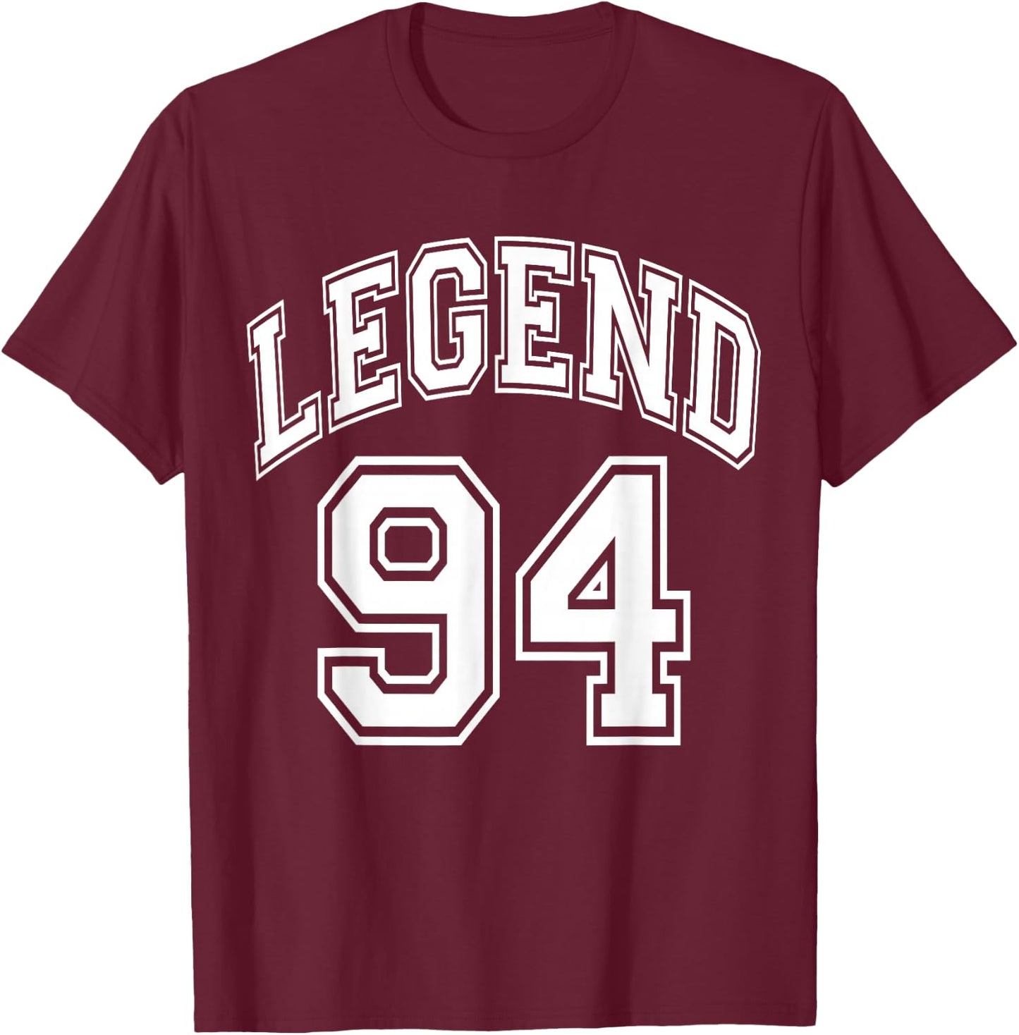 Legend 94 Number Varsity Team - 94th Birthday & 94 Years Old T-Shirt - T-Shirt | Maroon