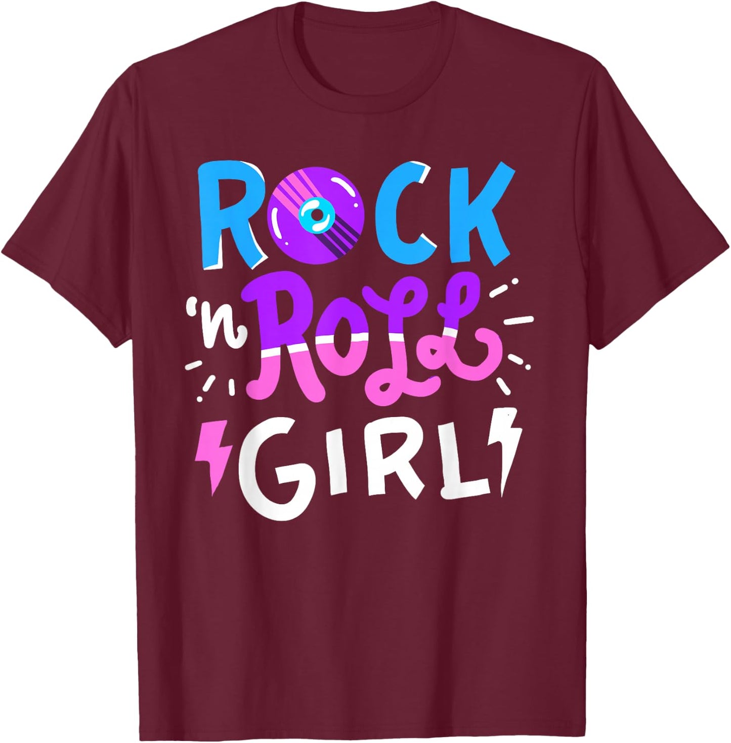Rock N Roll Girl Music T-Shirt - T-Shirt | Maroon