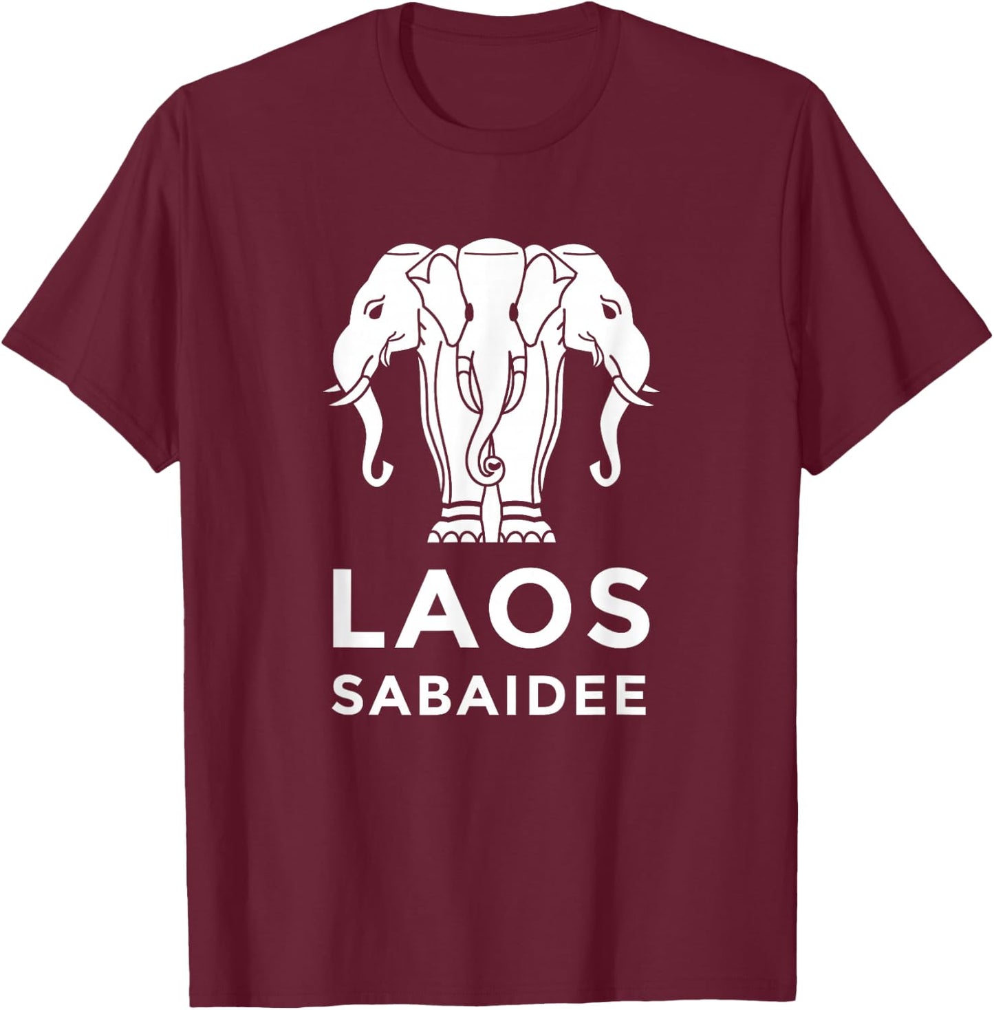 Laos Erawan 3 Headed Elephant Funny Laotian Gift T-Shirt - T-Shirt | Maroon