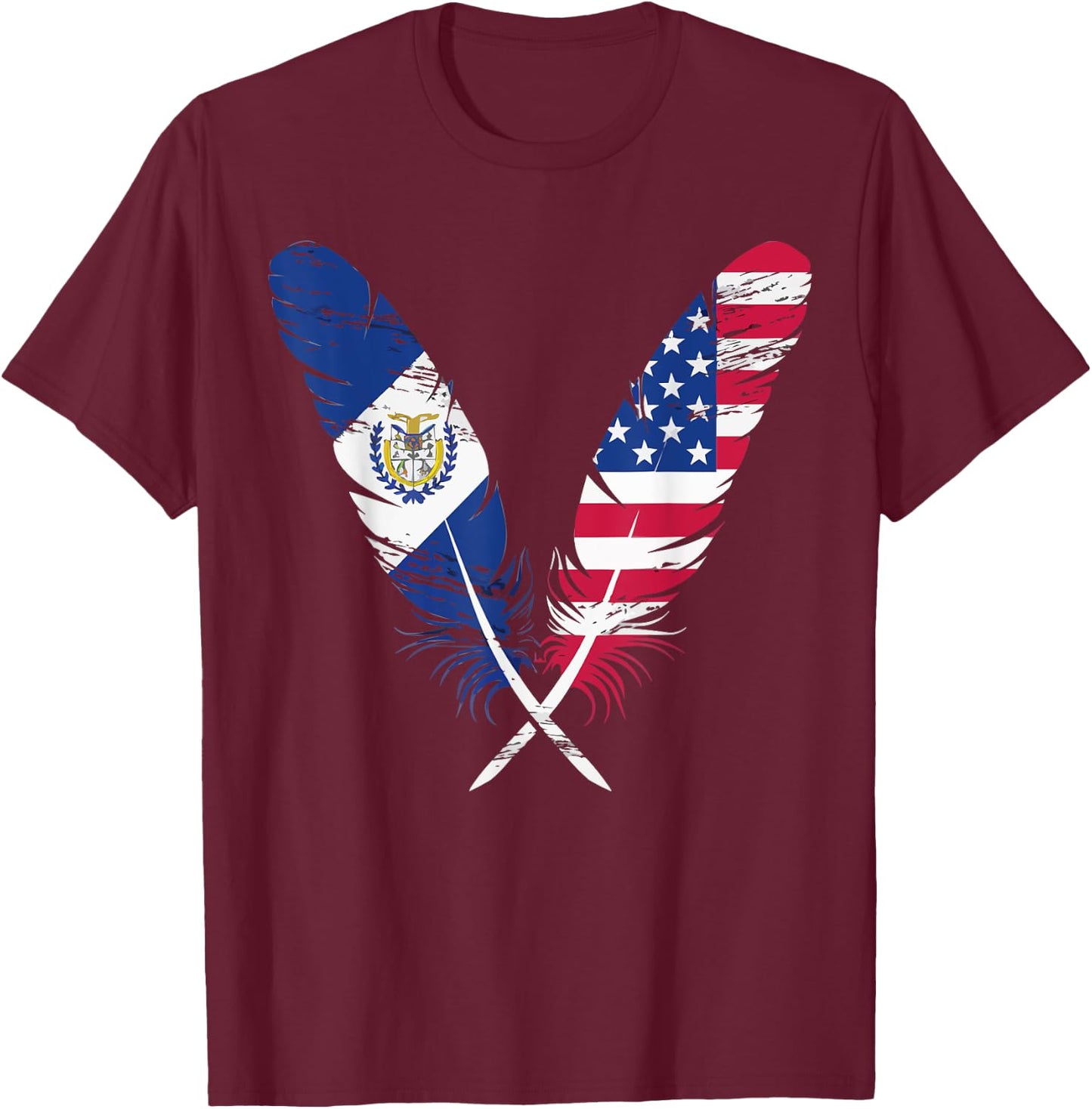Half American Half Salvadorian USA Flag El Salvador America T-Shirt - T-Shirt | Maroon