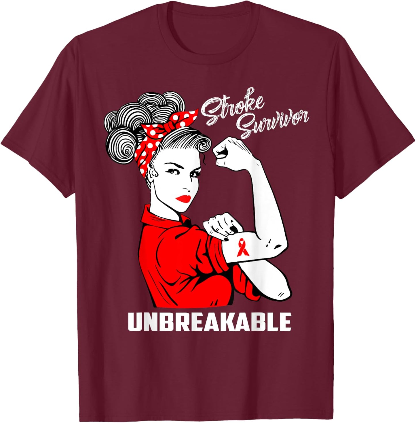 Stroke Survivor Unbreakable Stroke Awareness Gift T-Shirt - T-Shirt | Maroon