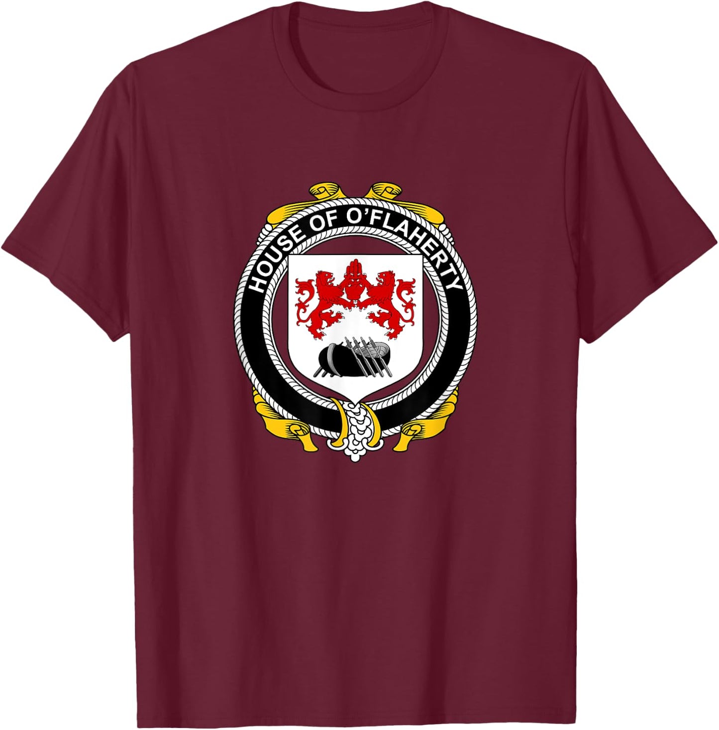 O'Flaherty Coat of Arms - Family Crest T-Shirt - T-Shirt | Maroon