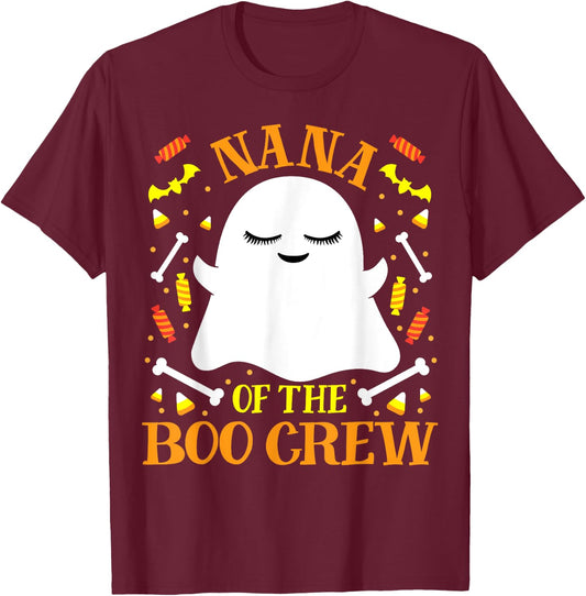 Nana Boo Crew Ghost Matching Family Set Grandma Halloween T-Shirt - T-Shirt | Maroon