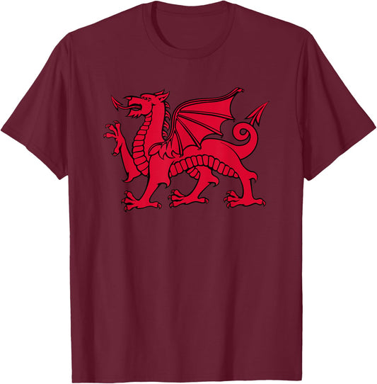Welsh Red Dragon Flag of Wales T-Shirt - T-Shirt | Maroon