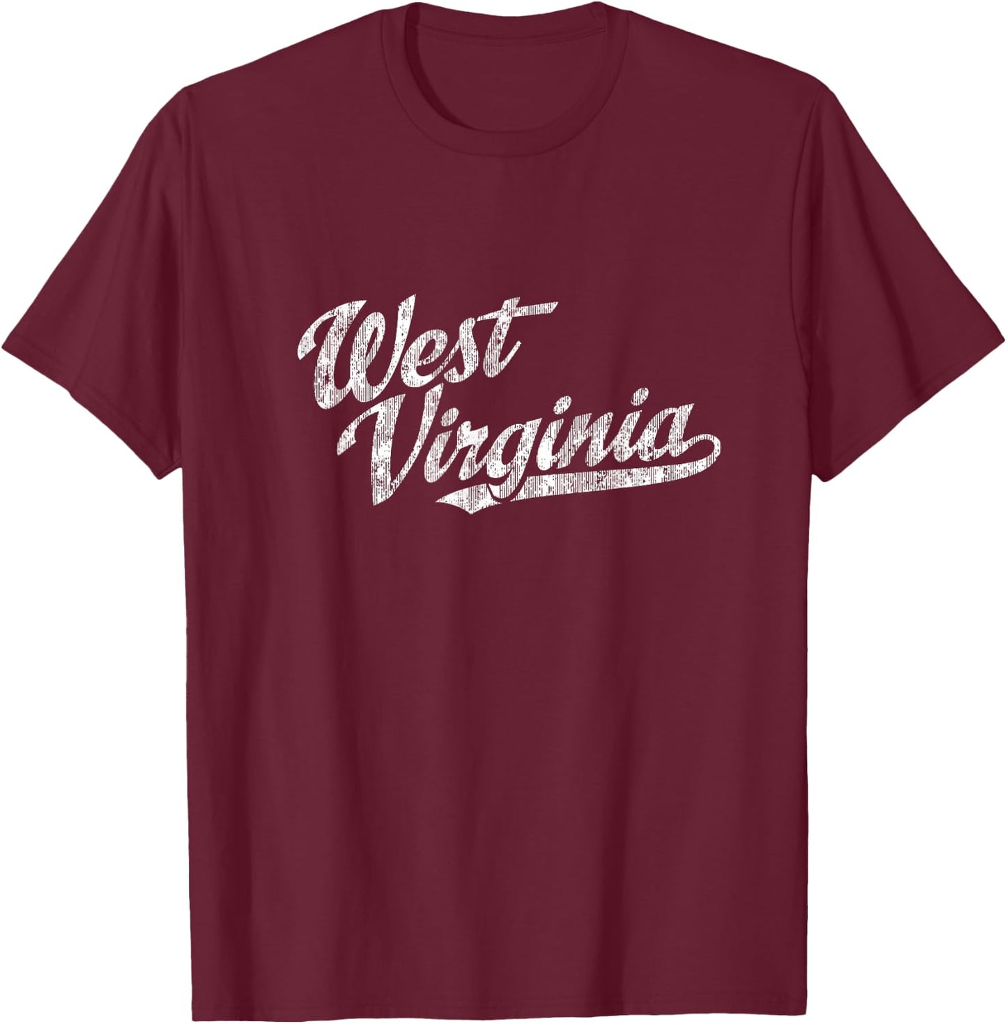 West Virginia WV Vintage Sports Script Retro T-Shirt - T-Shirt | Maroon