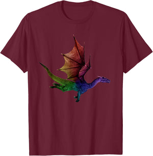 Best Watercolor Dragon Cool Flying Dragon Rainbow Gift T-Shirt - T-Shirt | Maroon