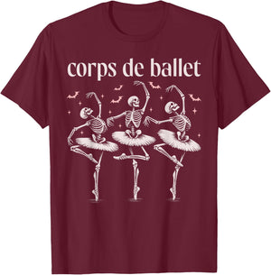 Corps De Ballet, Dancing Skeleton, Ballet Dance Halloween T-Shirt - T-Shirt | Maroon