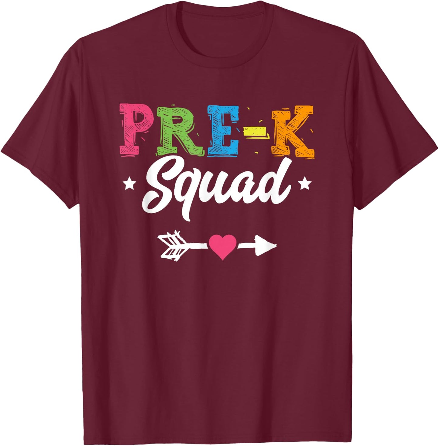 Pre-K Squad Teacher Student Kids Preschool Back To School T-Shirt - T-Shirt | Maroon