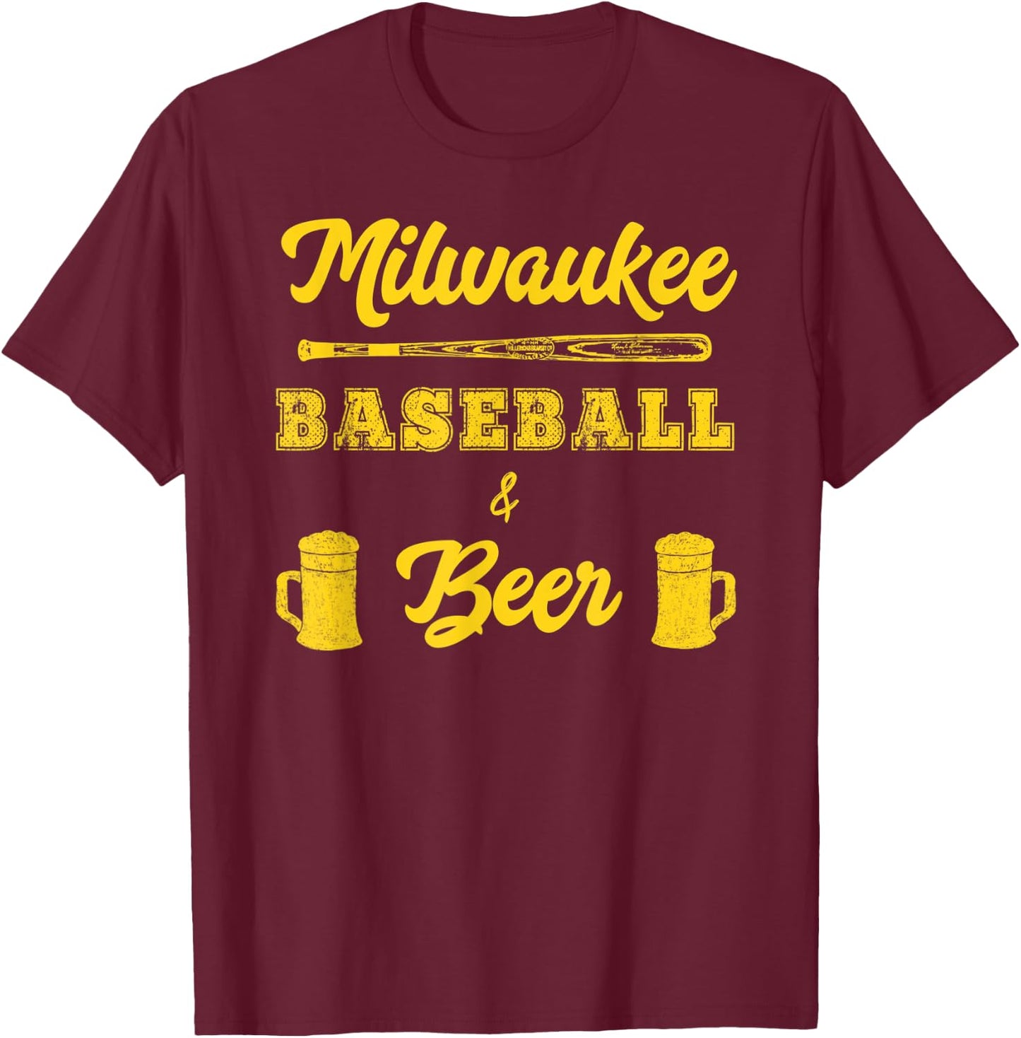 Classic Milwaukee Baseball & Beer Fan Retro T-Shirt - T-Shirt | Maroon