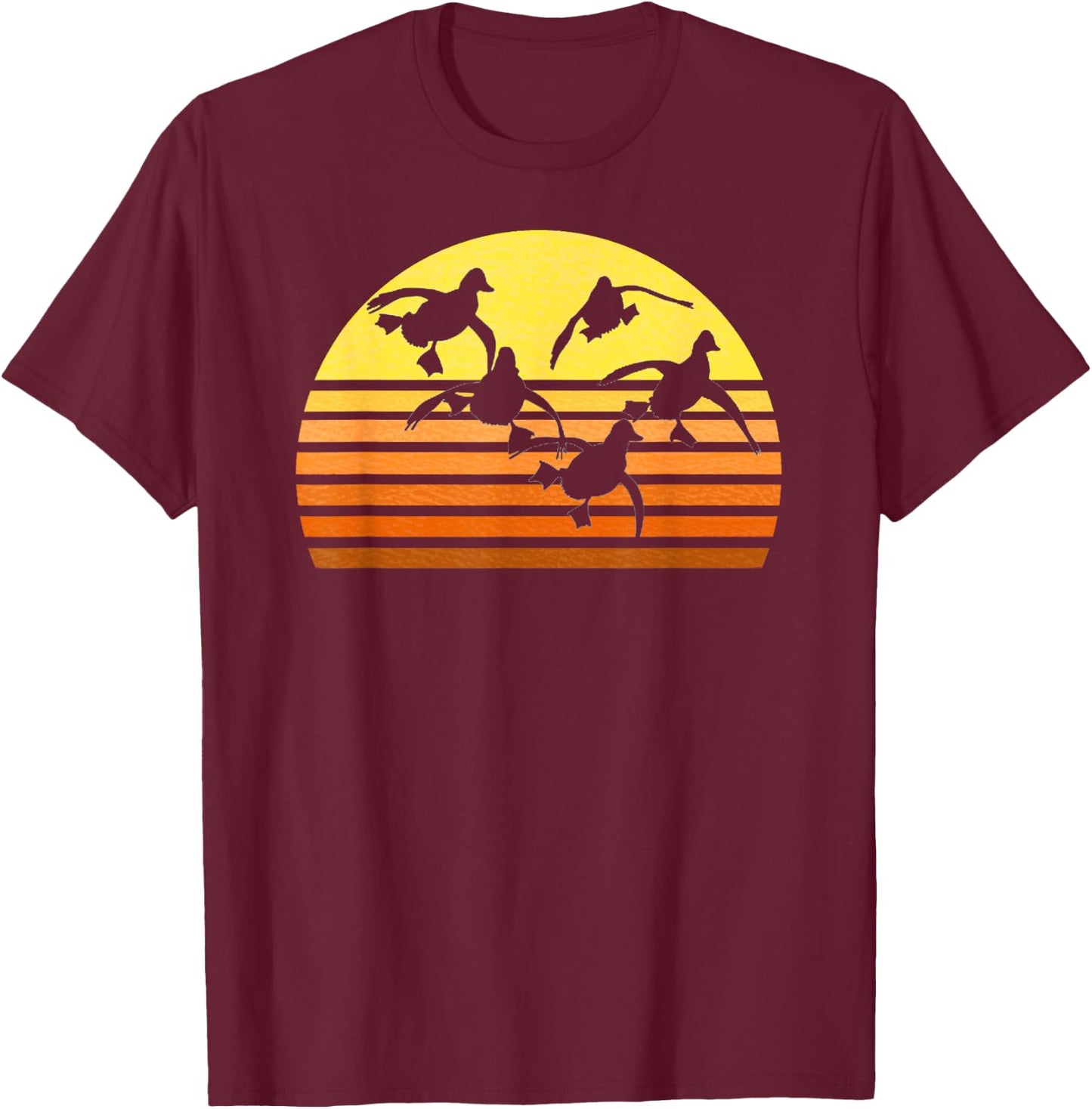 Duck Whisperer Fall Hunter Retro Sun Ducks Autumn Sky Gift T-Shirt - T-Shirt | Maroon