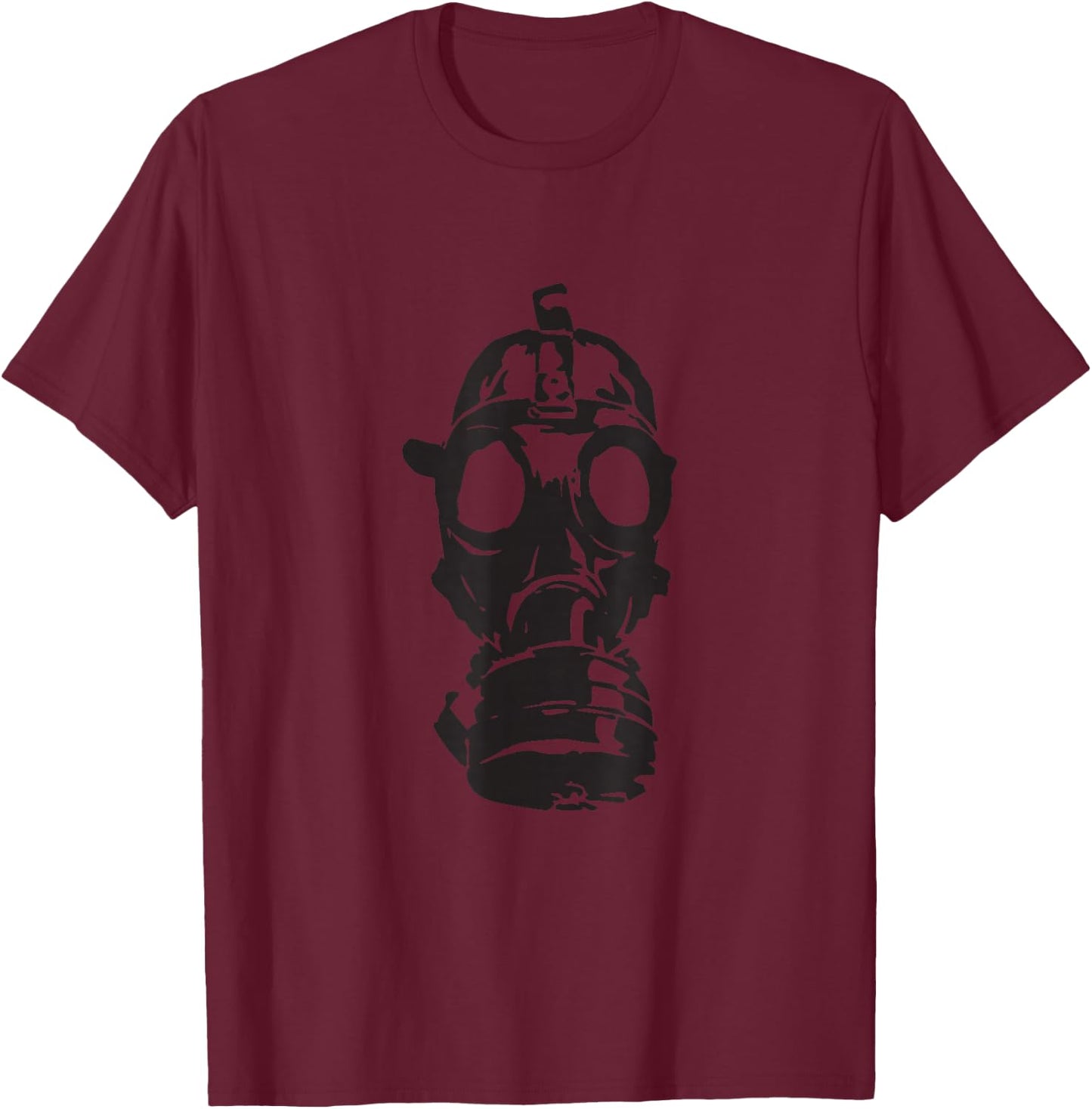 Gas Mask Cool Novelty Graphic Everyday T-Shirt - T-Shirt | Maroon