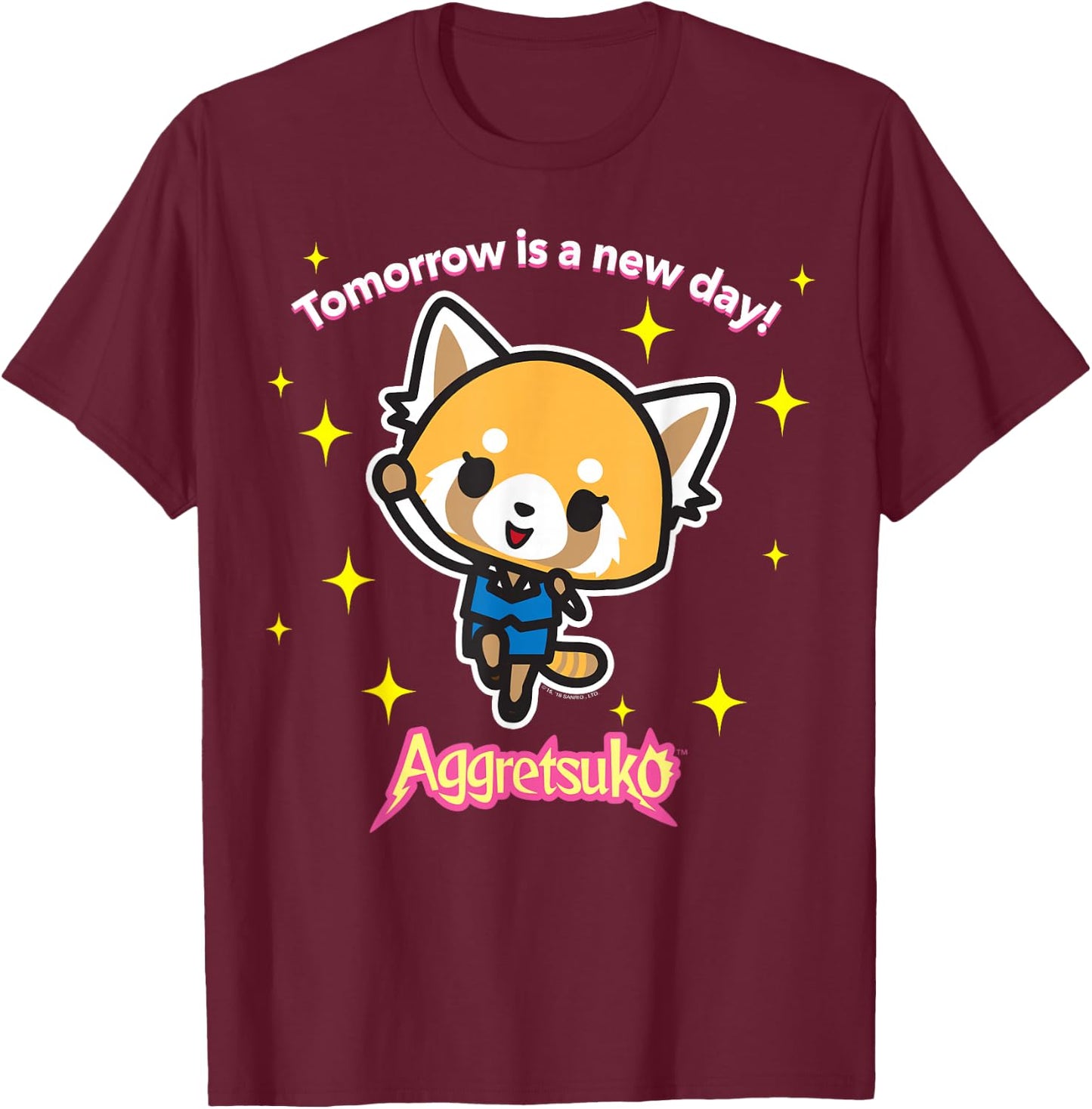 Aggretsuko "Tomorrow is a New Day" Shirt T-Shirt - T-Shirt | Maroon