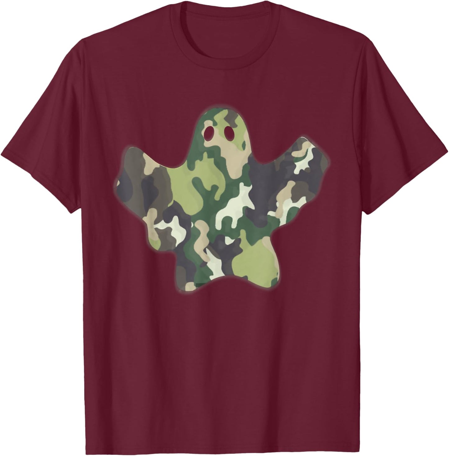 Funny Halloween Camouflage Camo Ghost T-Shirt - T-Shirt | Maroon