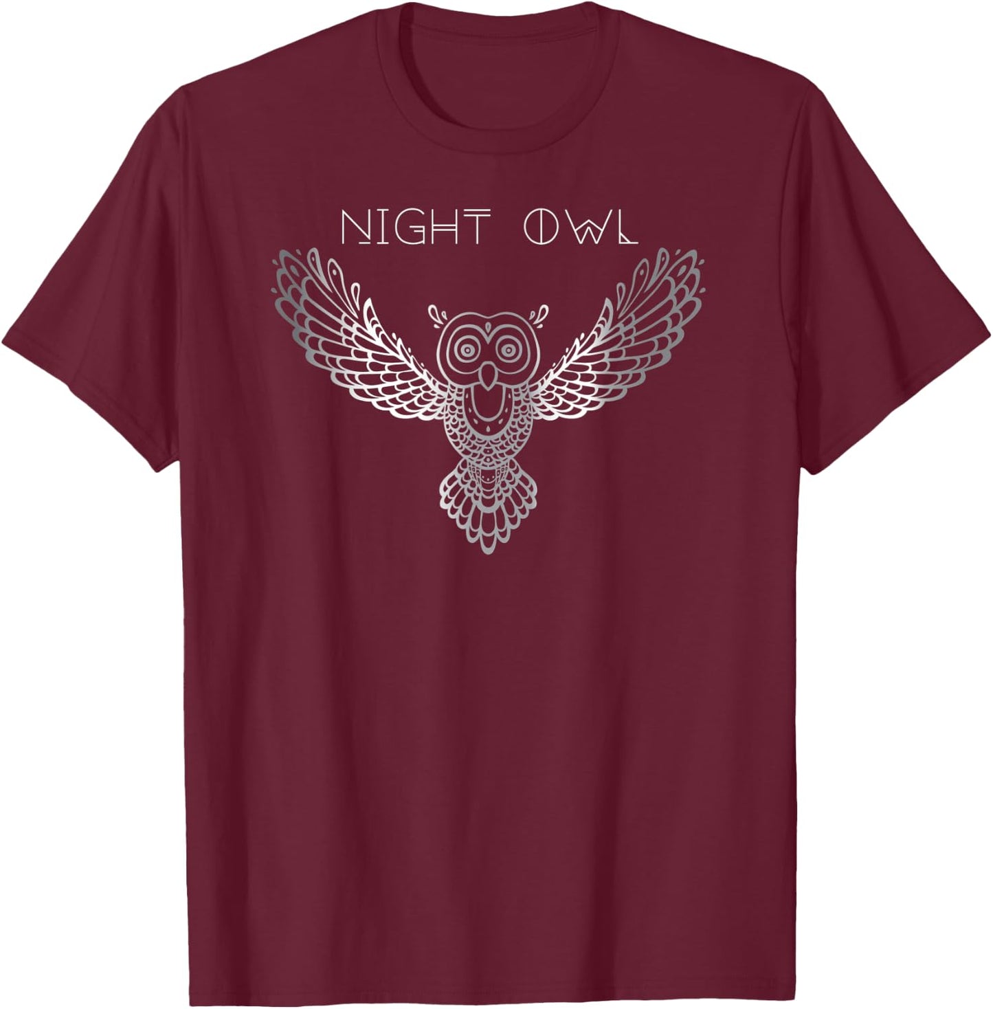 Night Owl Graphic T-Shirt - T-Shirt | Maroon