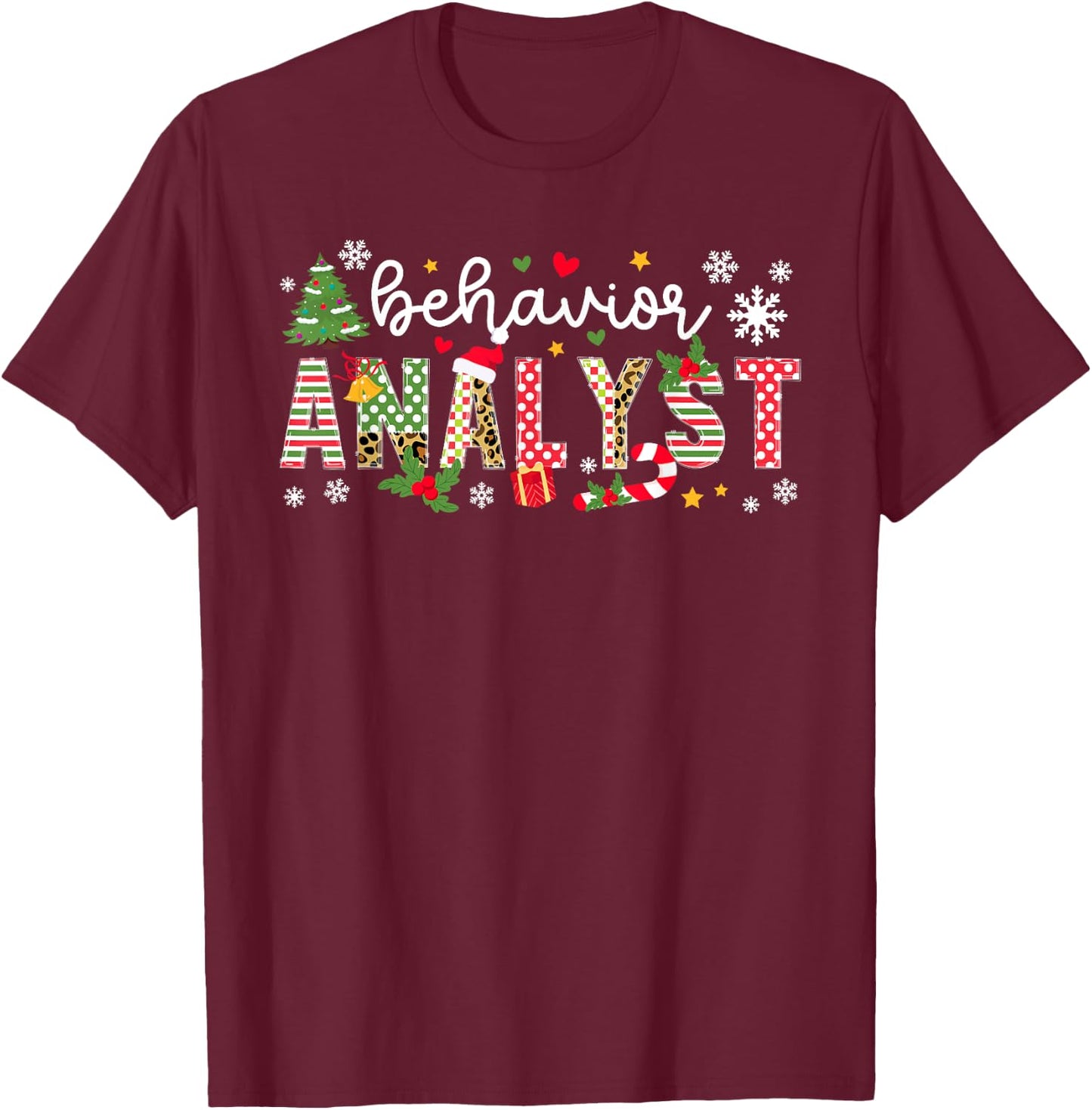 Behavior Analyst Christmas Behavior Analysis Xmas T-Shirt - T-Shirt | Maroon