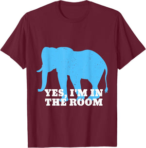 Funny Elephant Shirt Elephant In The Room Animal Lover Shirt T-Shirt - T-Shirt | Maroon