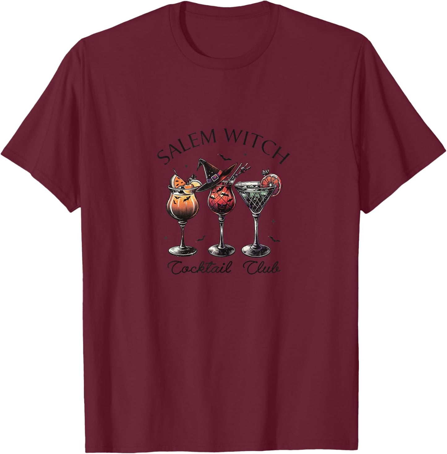 Salem Witch Cocktail Club Halloween Party Design T-Shirt - T-Shirt | Maroon