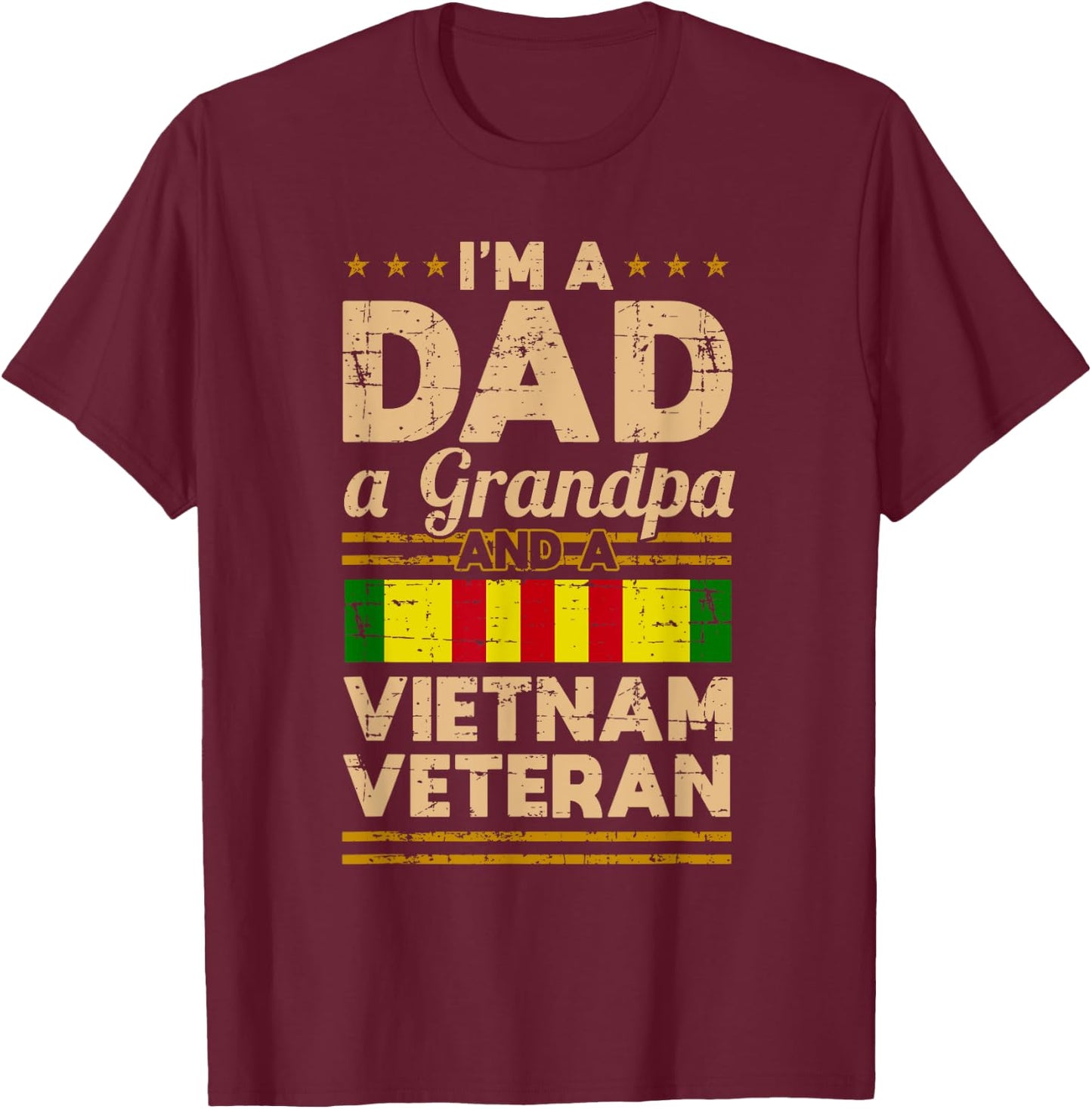 Dad Grandpa Vietnam Veteran Vintage Shirt Men's Gift T-Shirt - T-Shirt | Maroon