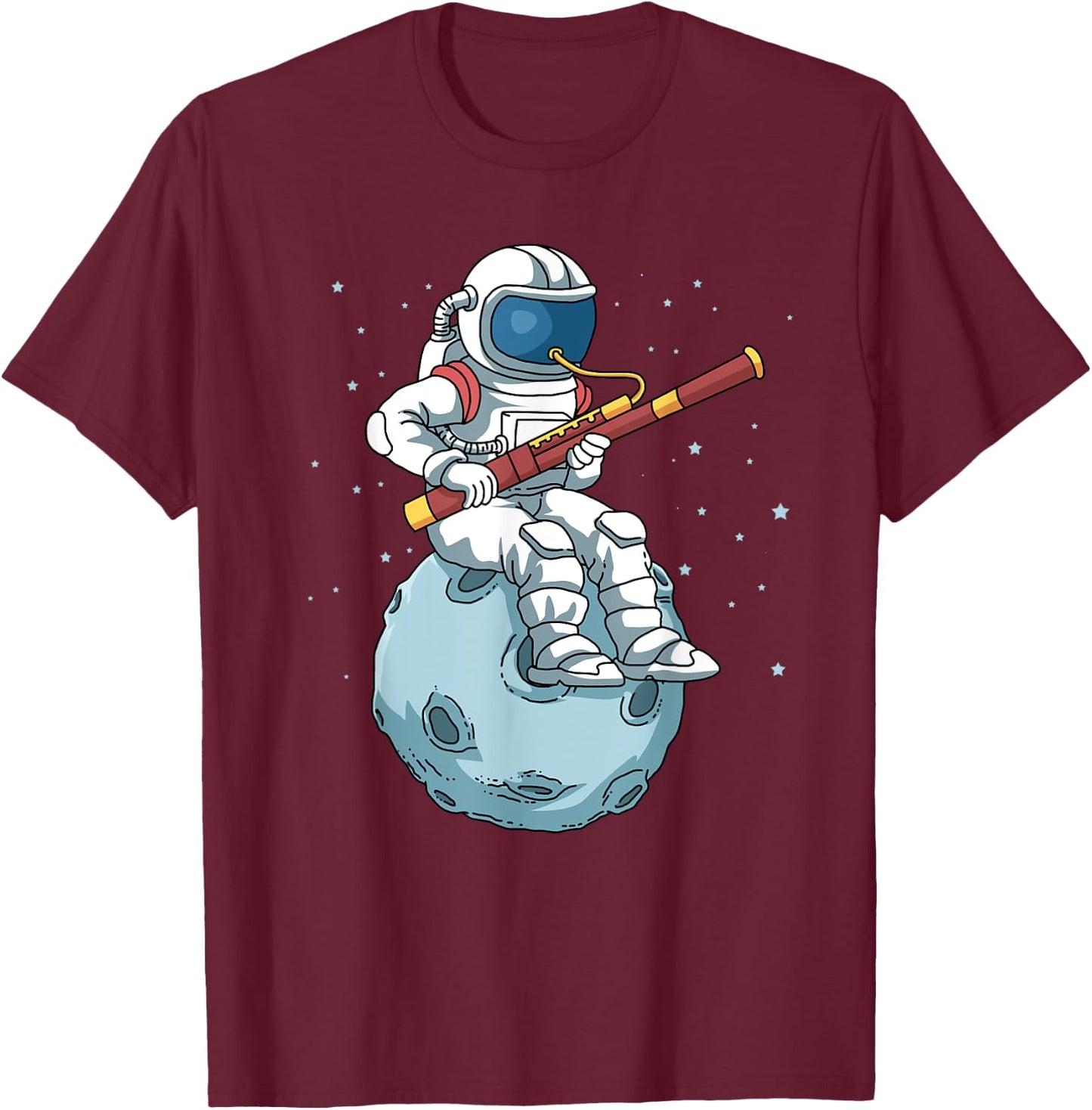 Astronaut Bassoon Band Player Bassoonist Shirt Reeds T-Shirt - T-Shirt | Maroon