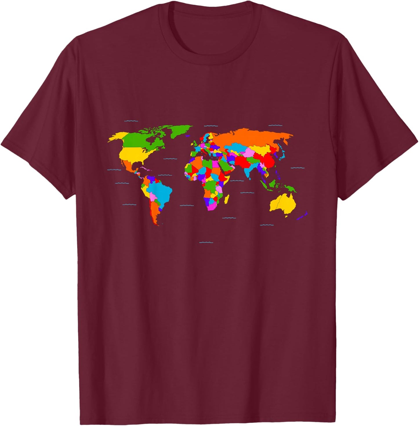 World Map . Boys / Girls Map of the World T-Shirt - T-Shirt | Maroon