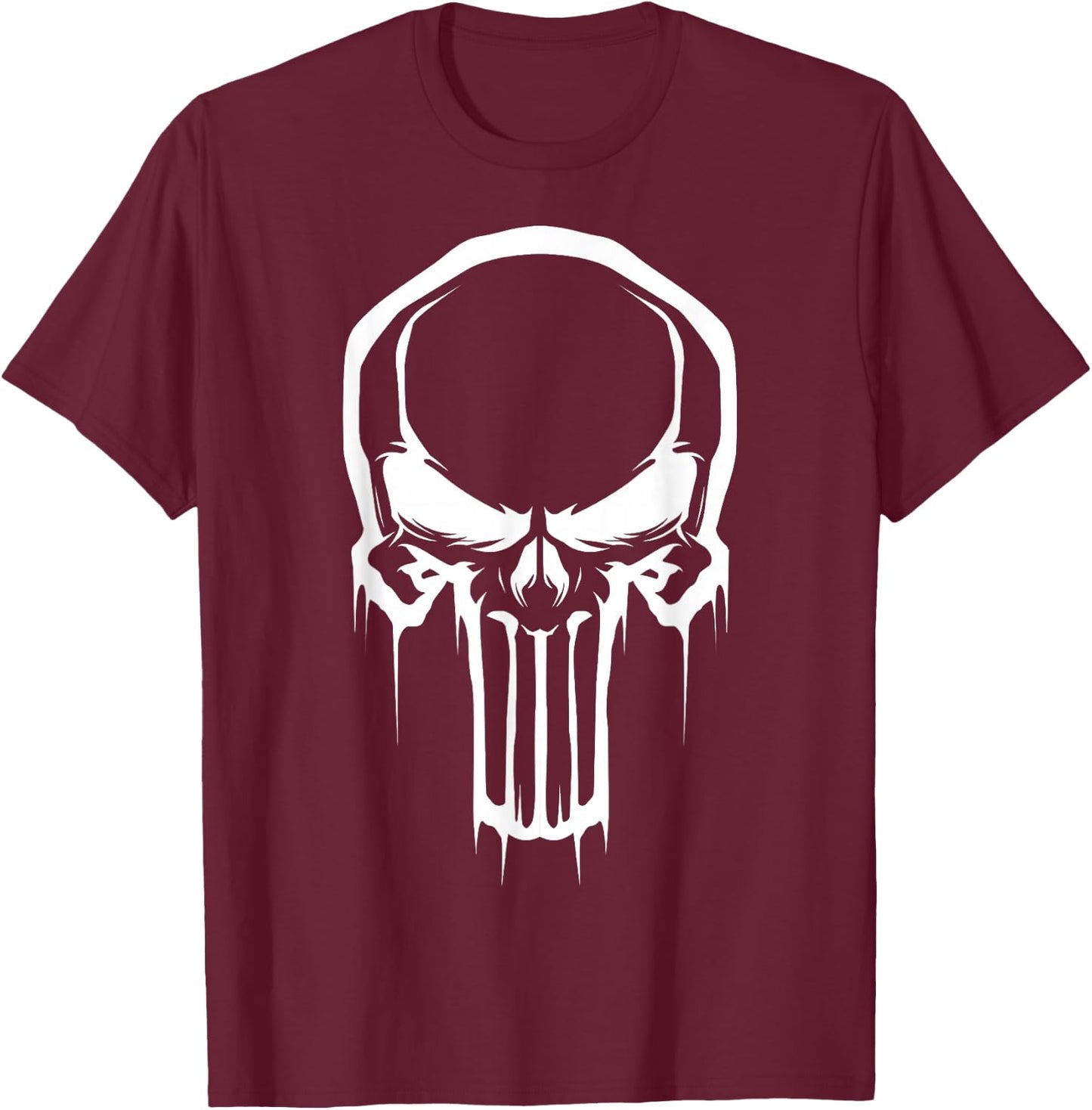 Marvel Painted Negative Space Punisher Logo Graphic T-Shirt - T-Shirt | Maroon