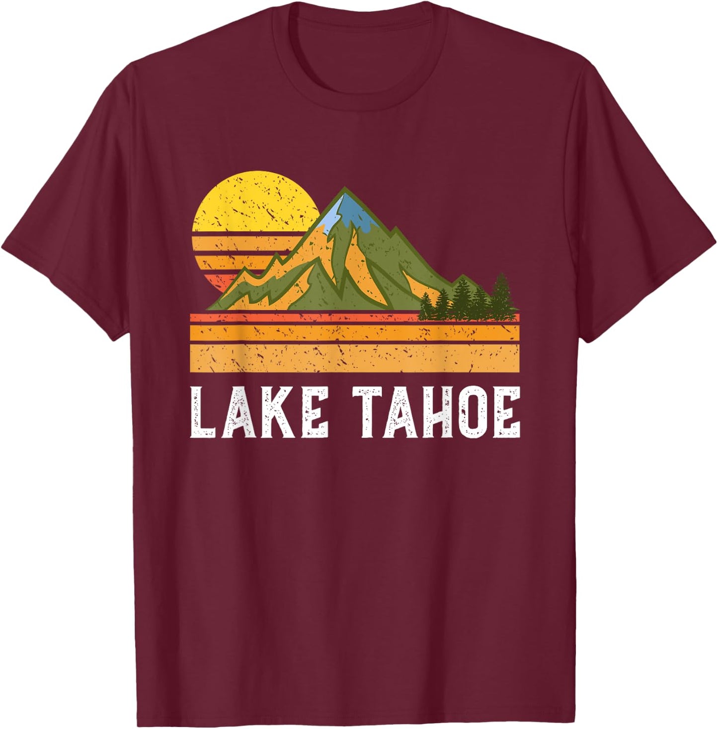 Mountain Sunset Vacation Gift- Lake Tahoe T-Shirt - T-Shirt | Maroon