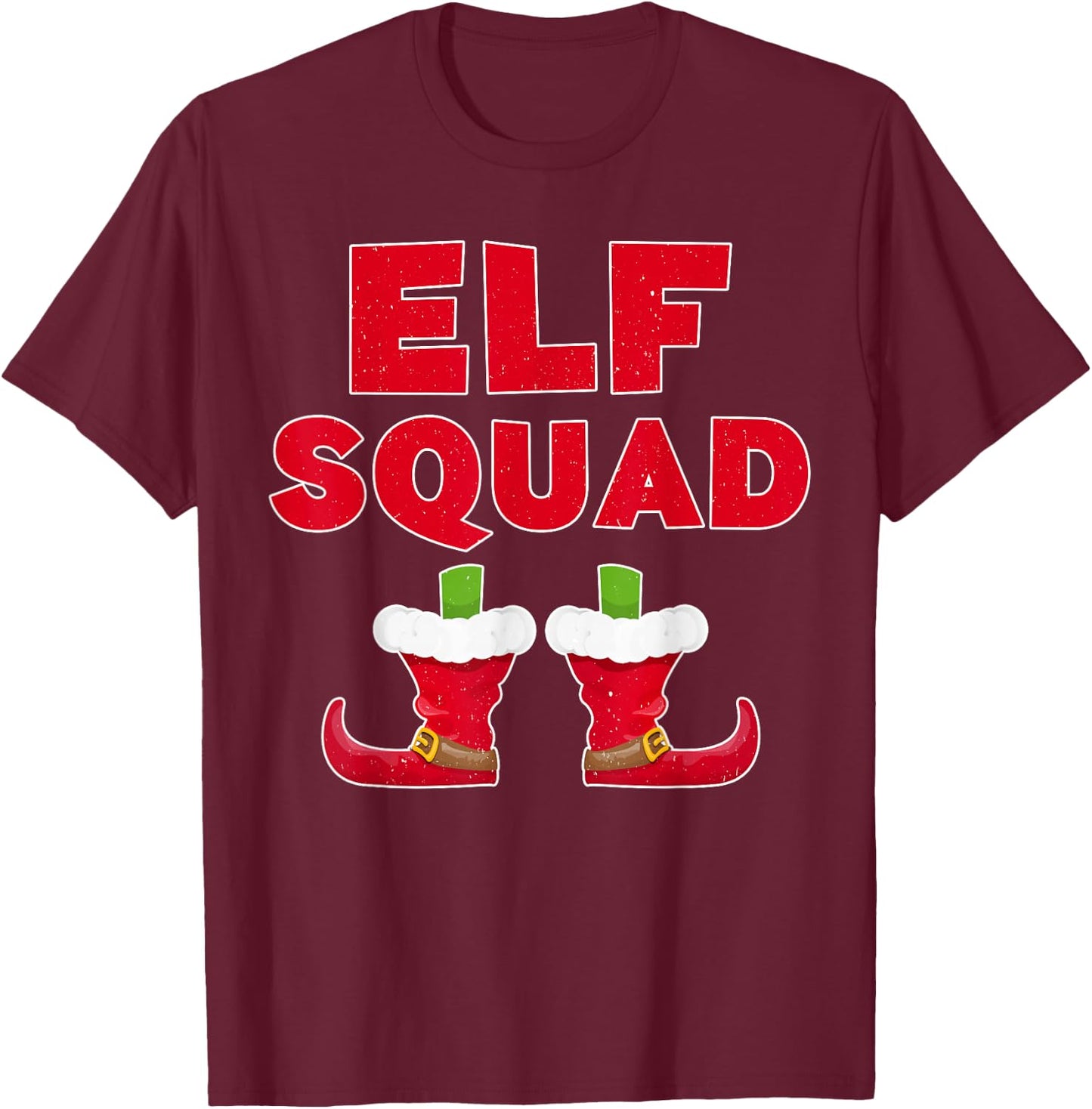 Elf Squad Shirt Adult Kids Boy Girl Christmas Crew Pajamas T-Shirt - T-Shirt | Maroon