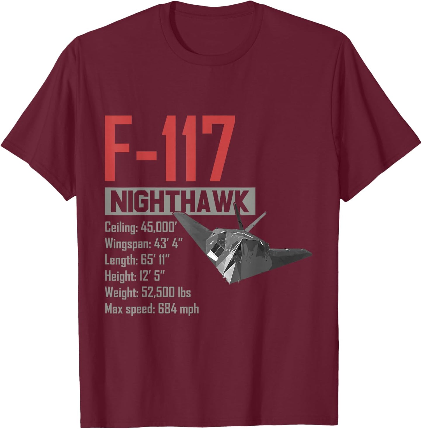 American Camouflage Bomber F117 Nighthawk T-Shirt - T-Shirt | Maroon