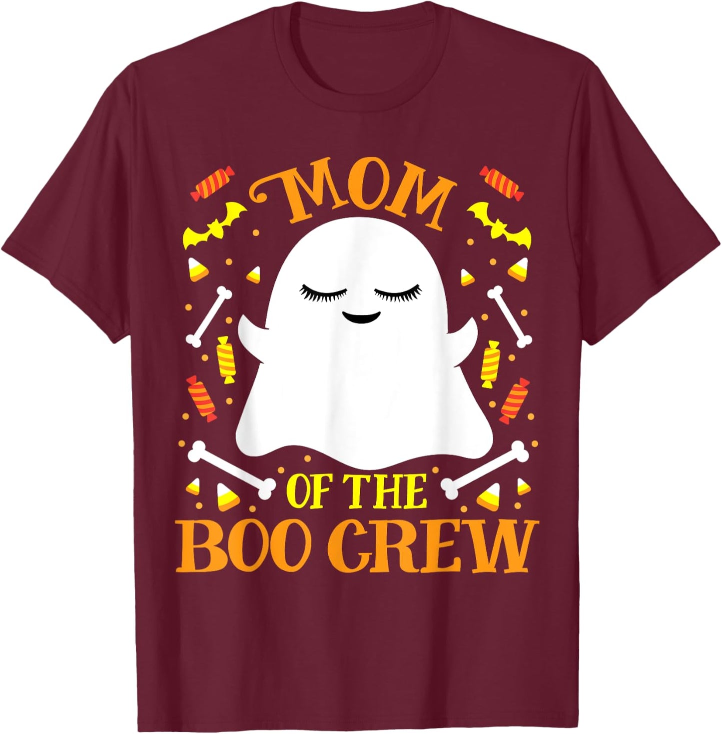 Mom Boo Crew Ghost Matching Family Set Mommy Halloween T-Shirt - T-Shirt | Maroon