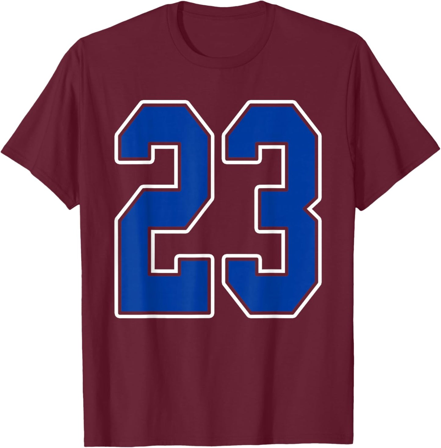 Royal Blue and White Number 23 Jersey Player Uniform #23 Fan T-Shirt - T-Shirt | Maroon