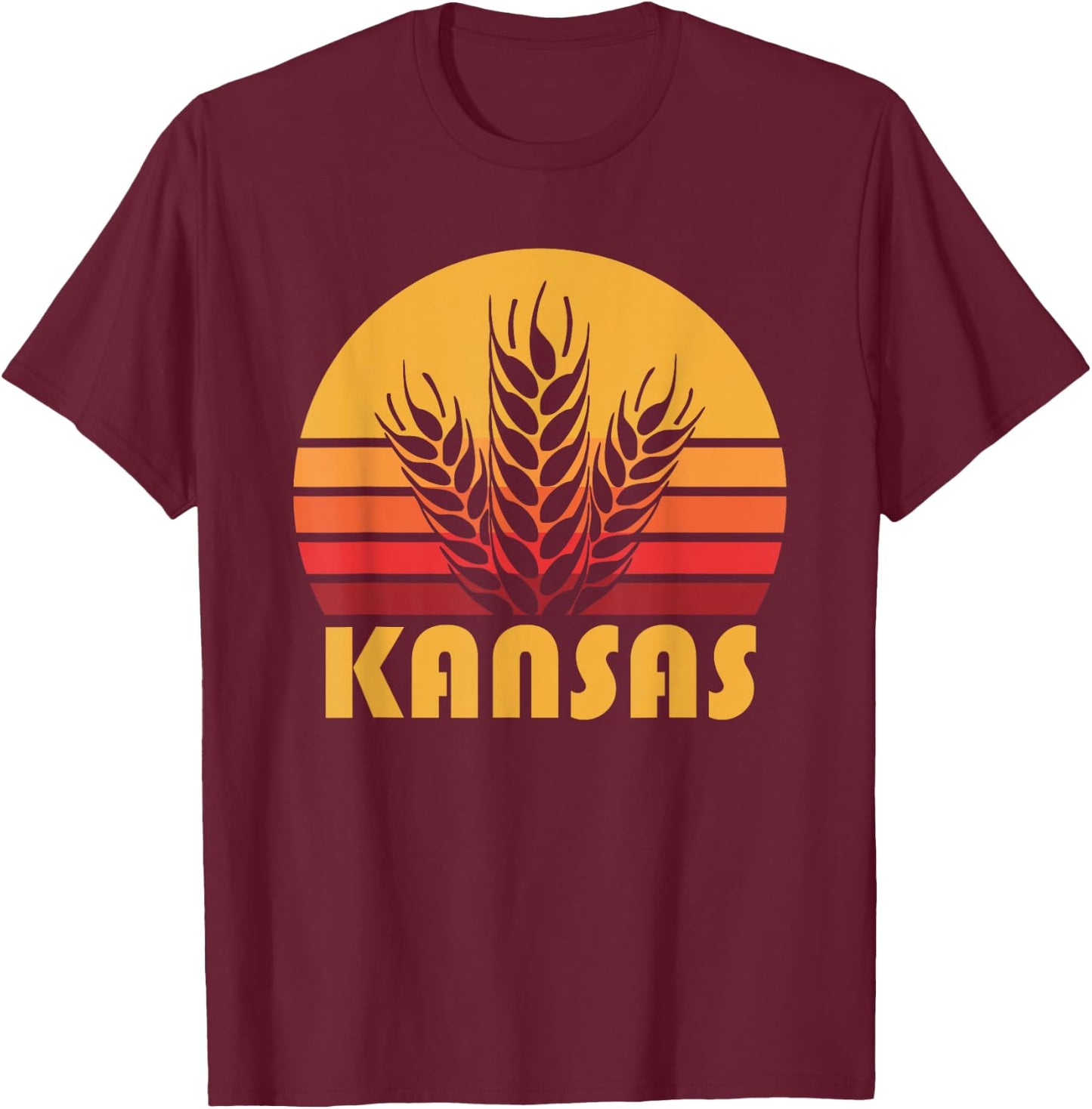 Retro Kansas Wheat Shirt, Vintage Grain Farming Gift T-Shirt - T-Shirt | Maroon