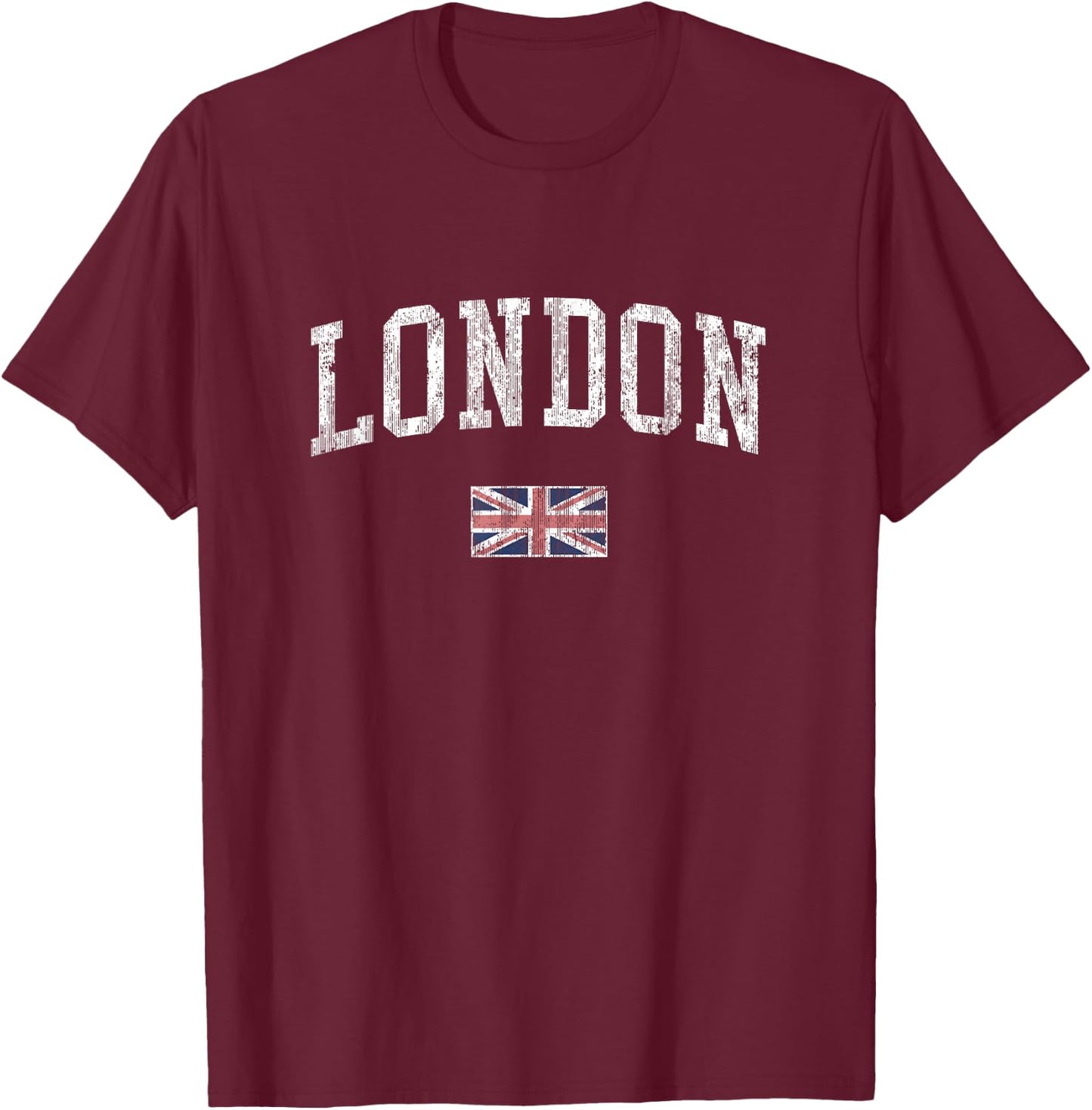 London England Vintage Sports Design British Flag T-Shirt - T-Shirt | Maroon