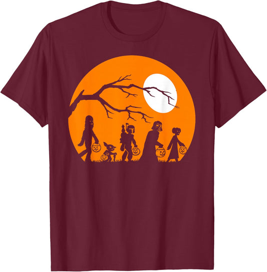Star Wars Trick Or Treat Halloween Silhouette T-Shirt - T-Shirt | Maroon