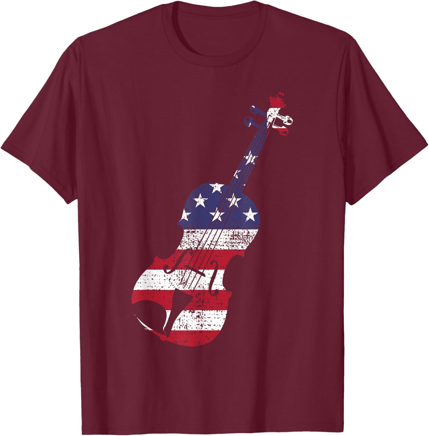 Violin USA Flag America Music Teacher Kids Men T-Shirt - T-Shirt | Maroon